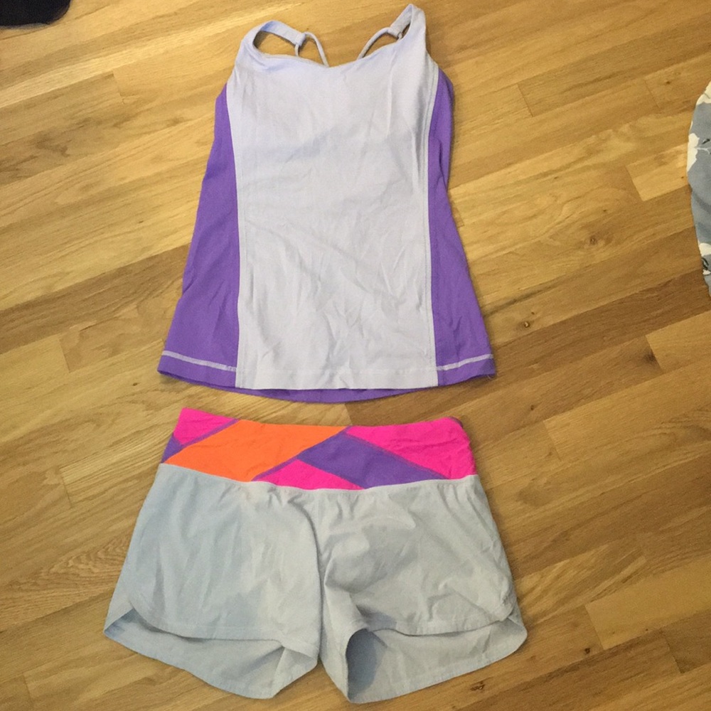 Lululemon matching top and shorts size 6